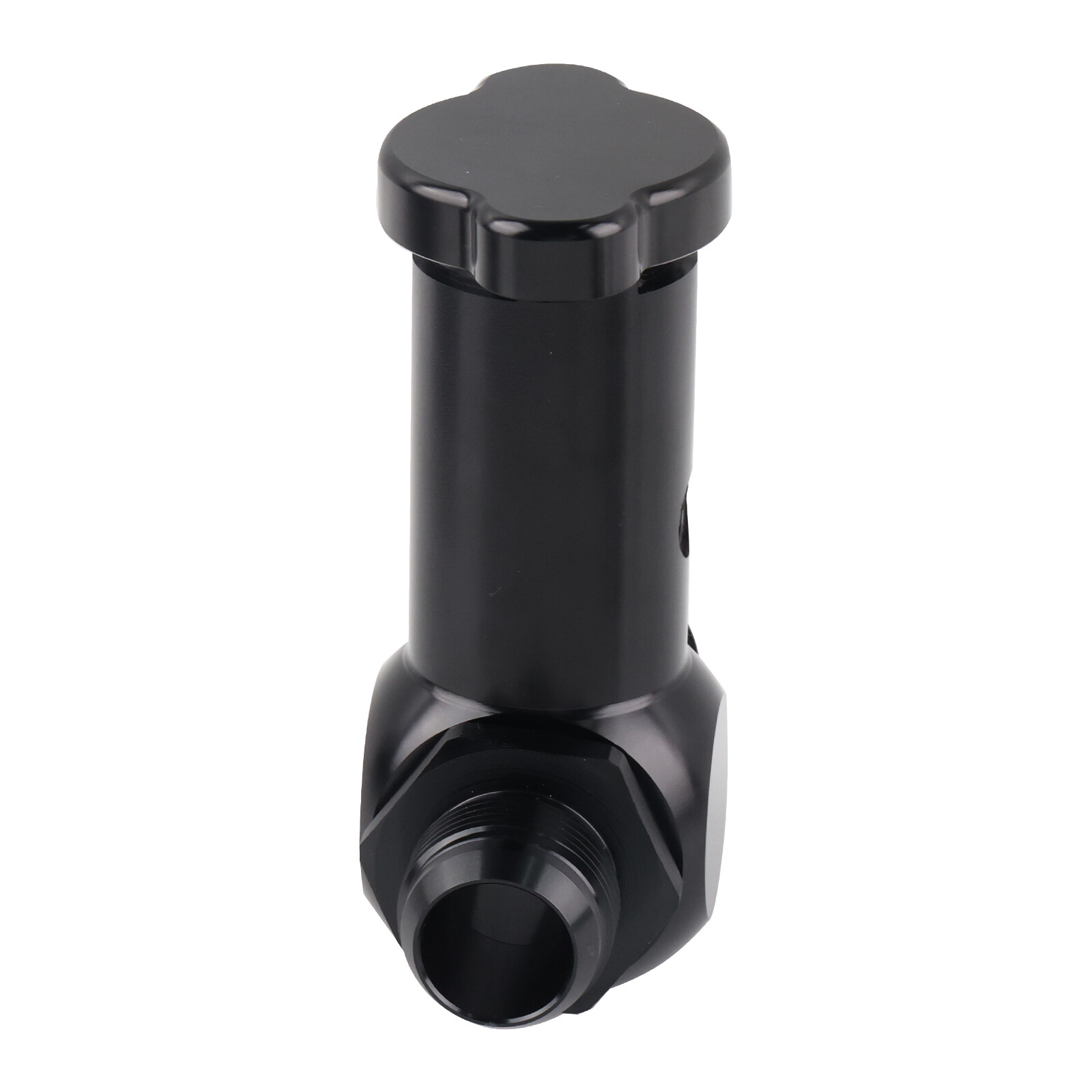 Upgraded Aluminum Black Raised Inline Filler Neck 1.5″ Fittings Radiator Cap NEW