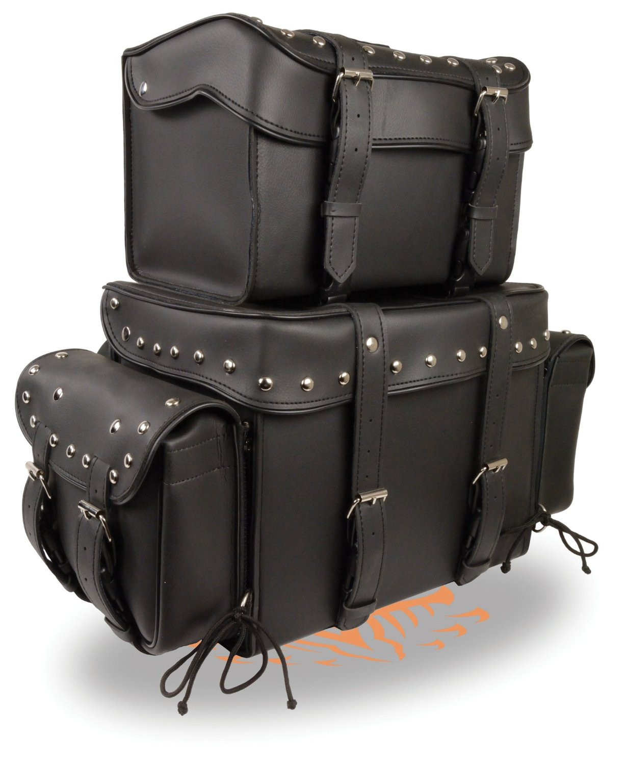 Universal Fit Large 4 Piece Motorcycle Touring Pack w/ Barrel Bag & Gun Holster