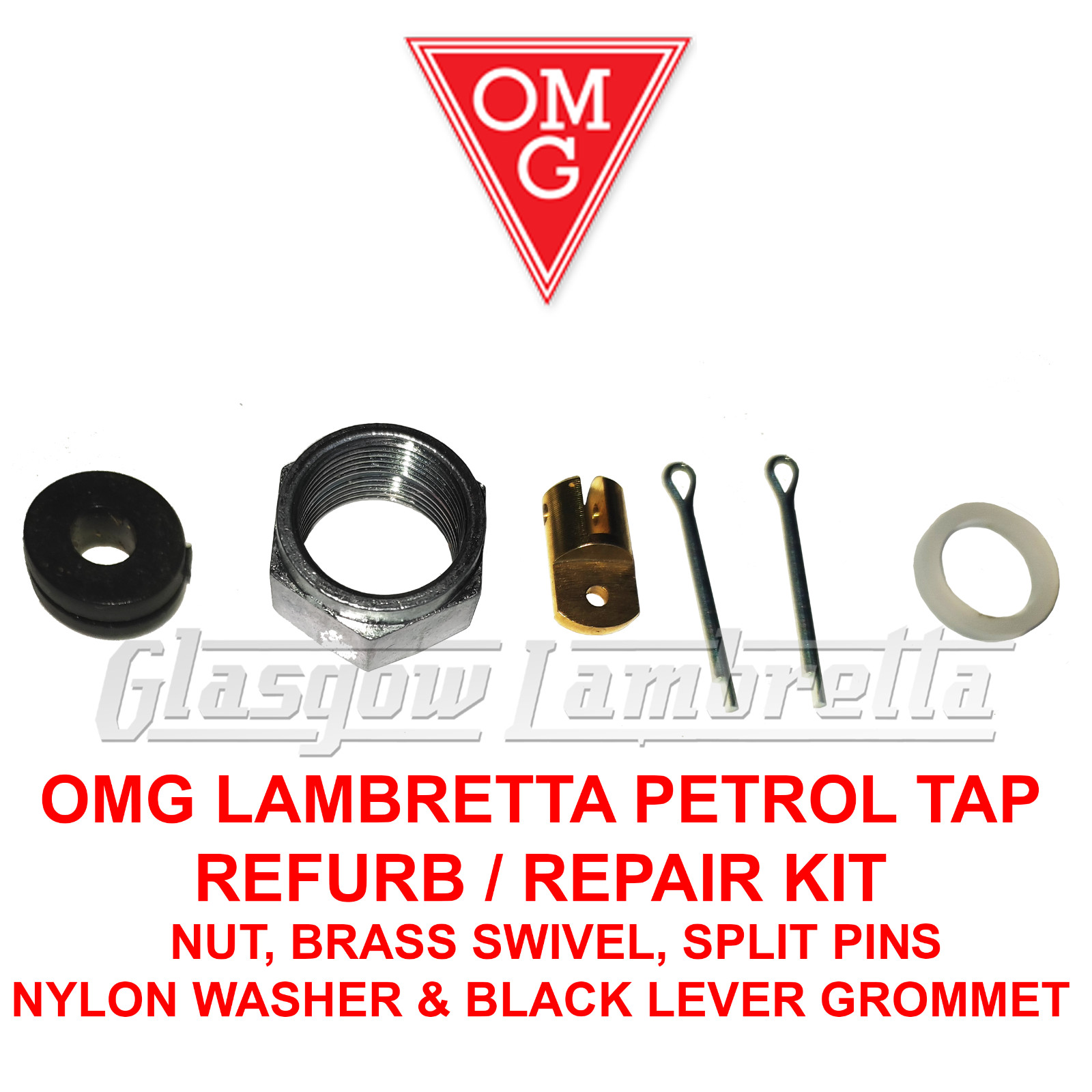 Lambretta PETROL / FUEL TAP REPAIR / REFURB KIT BLACK Italian OMG Li TV SX GP