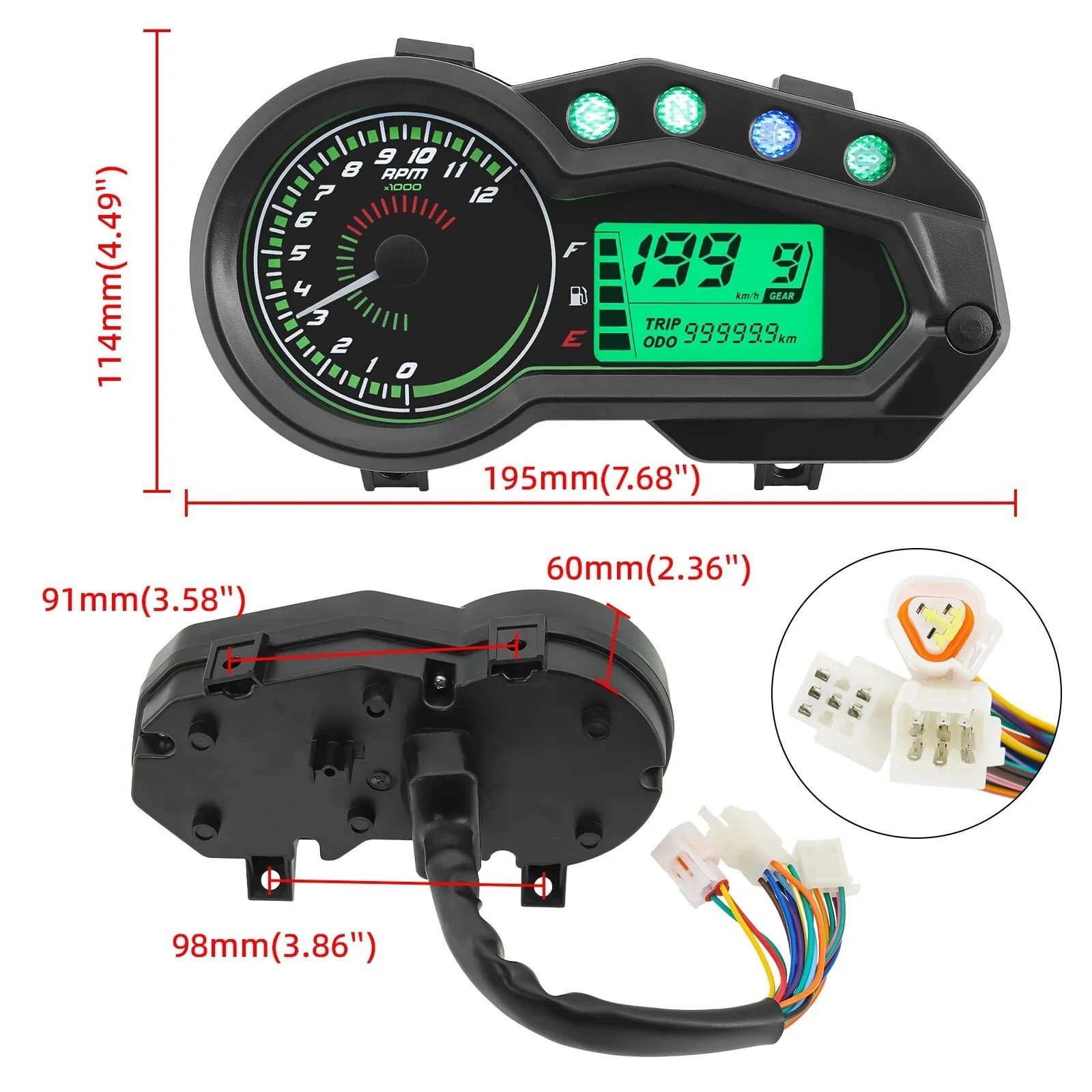 Motorcycle Speedometer Multifunction Waterproof Moto Gauge for Italika 150z 150s