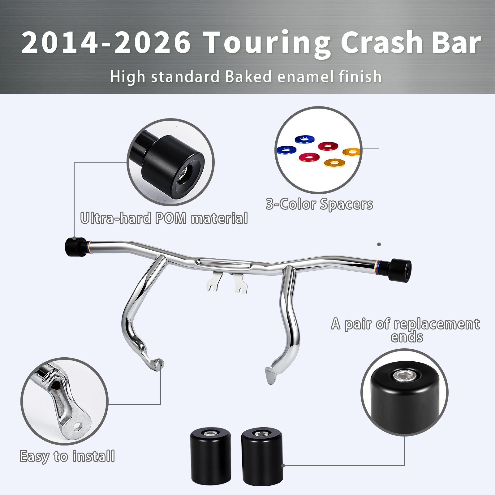 Front Engine Guard Crash Flat-out Bar For Harley Touring Street Road Glide 14-26