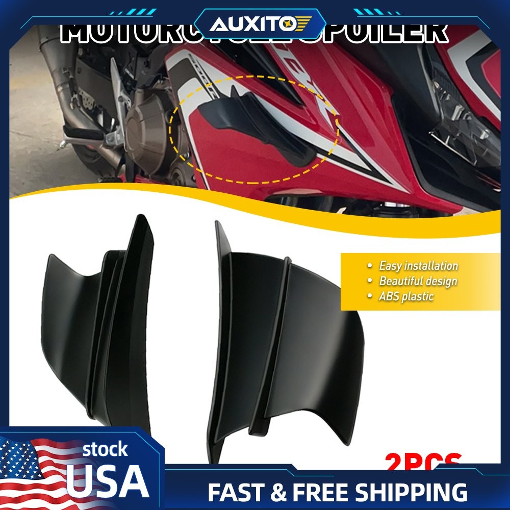 Motorcycle Body Side Winglet Deflector Air Spoiler Wing Accessories Black Gloss