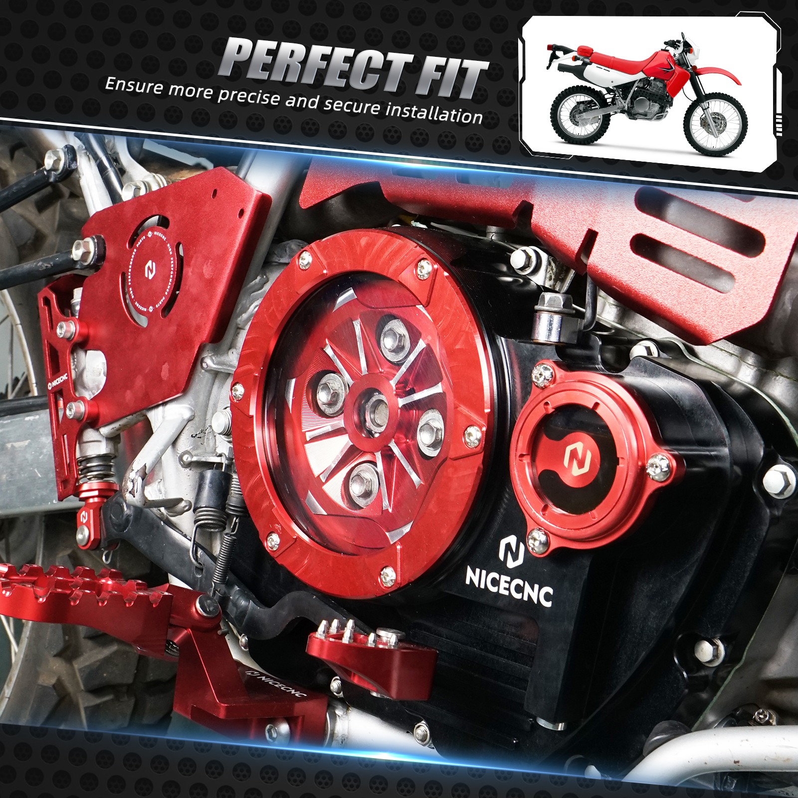 For Honda XR 650L 1993-2024 2025 NICECNC Transparent Clutch Cover Oil Filter Cap