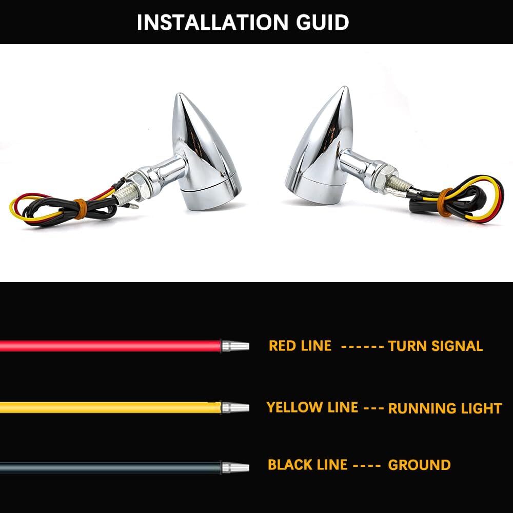 Chrome Motorcycle Bullet Amber Blinker Running LED Turn Signals Front Rear Light