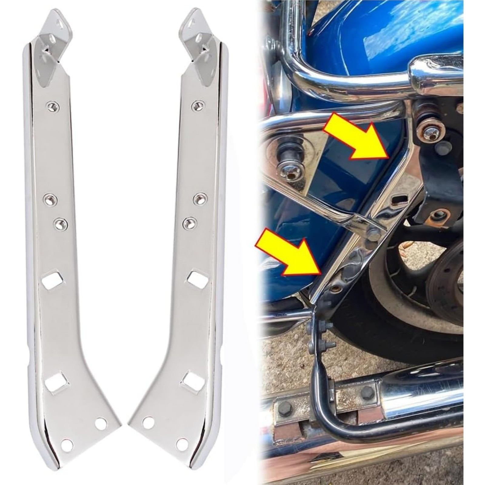 Chrome Saddlebag Rail Support Bracket Left & Right Side Fit for Harley Touring