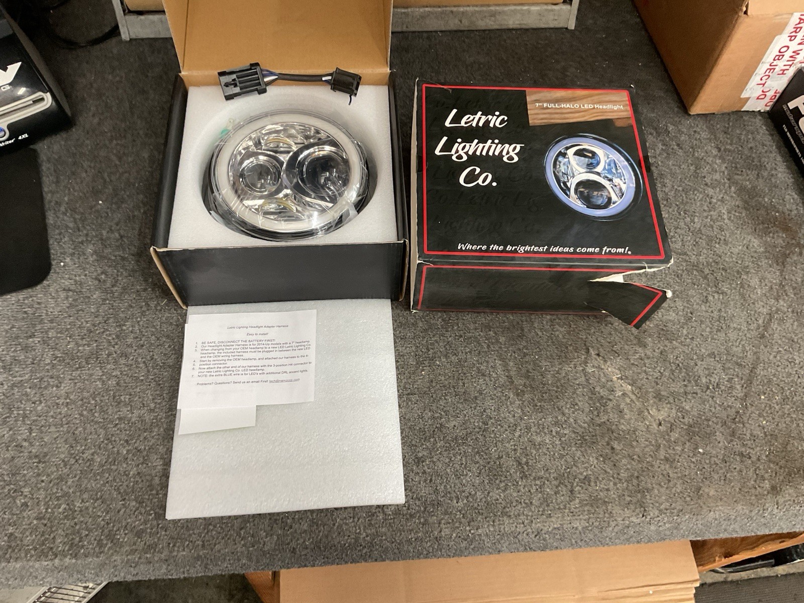 Letric Lighting Co 7″ LED Headlight Full Halo CHR W/ MNT Adapter LLC-LHC-7DC