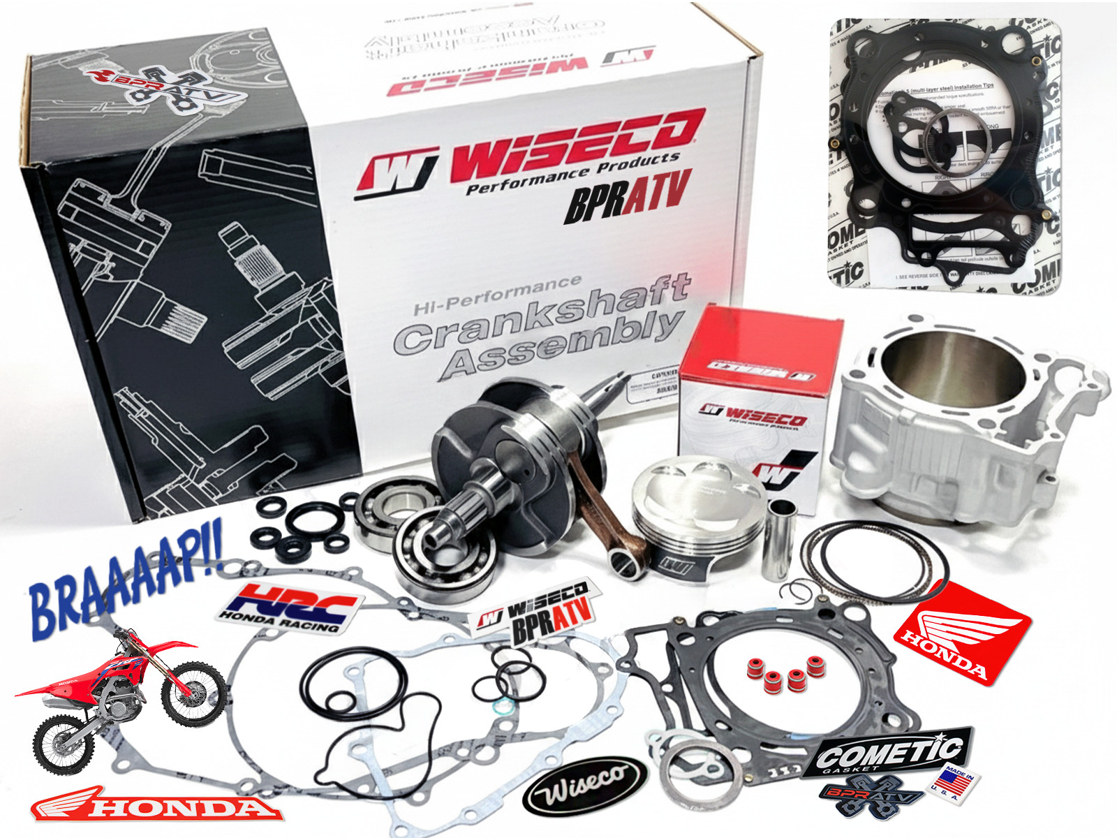 Honda CRF250R 78mm Stock Bore Cylinder Wiseco Piston Crankshaft Gasket Kit 04-09