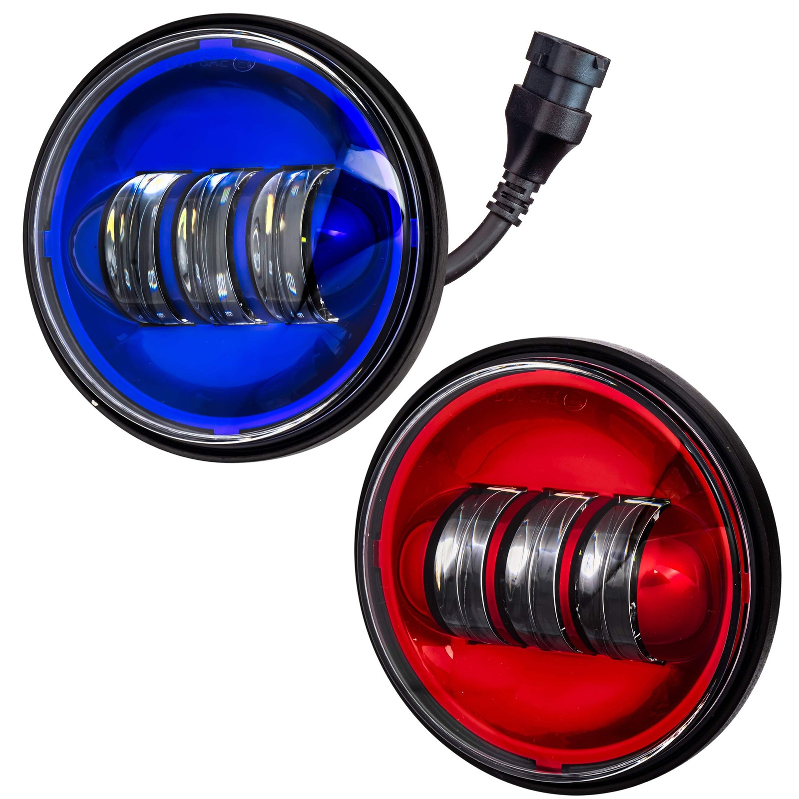 Eagle Lights Color Matched 4.5″ Red & Blue LED Passing Lamp Kit Harley-Davidson