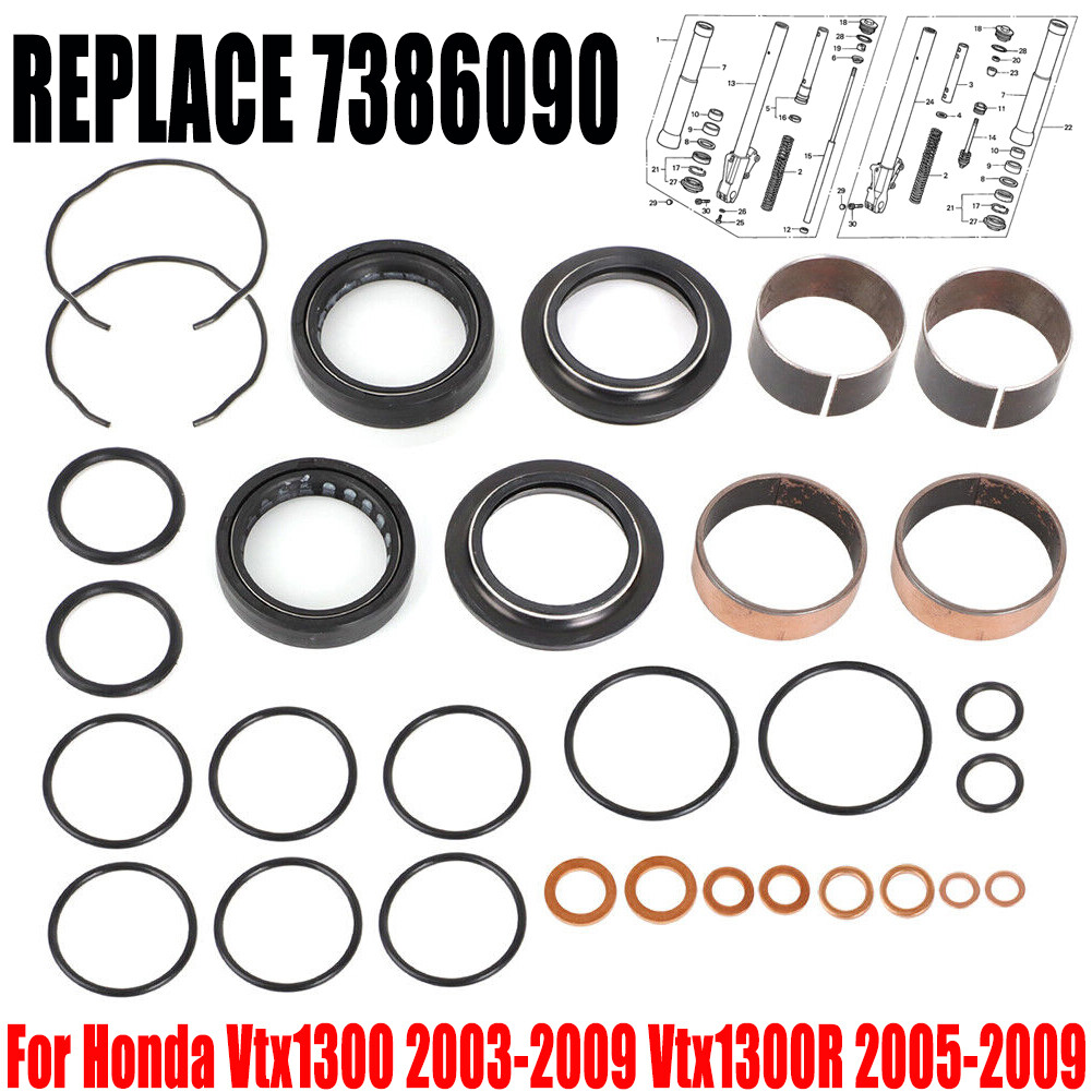 Fork Bushing Dust Oil Seal Rebuild Kit For Honda Vtx1300 2003-09 Vtx1300R 05-09