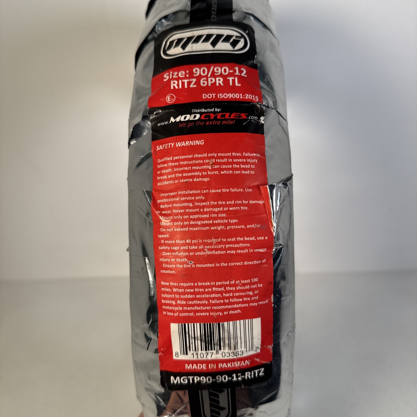 NEW MMG Modcycles Tire Size: 90/90-12 RITZ 6PR TL