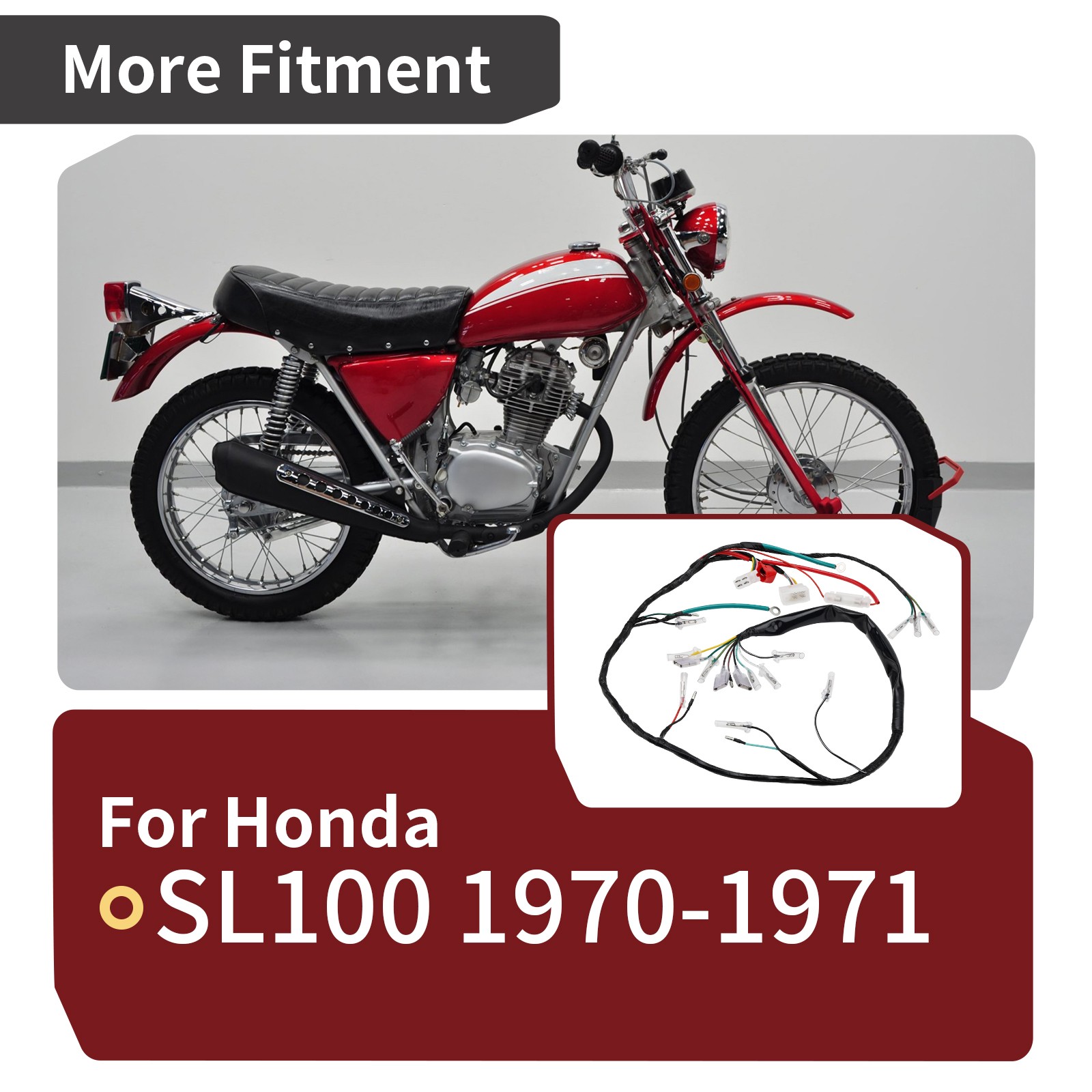 71 72 For Honda SL125 Wiring Harness Cable Loom Cabling Set W Taillight Sub Wire