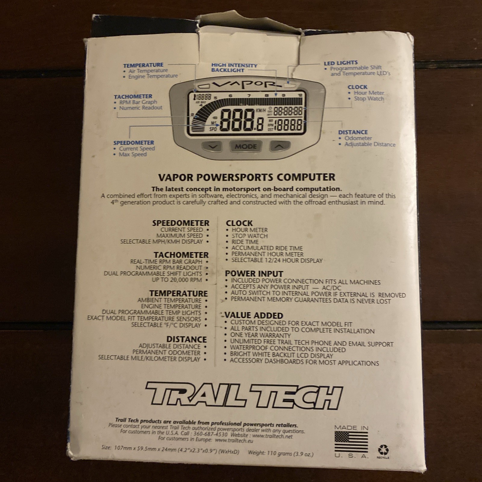 Trail Tech Vapor Digital Speedometer Tachometer Honda 2004-2006 #75-401 Open Box