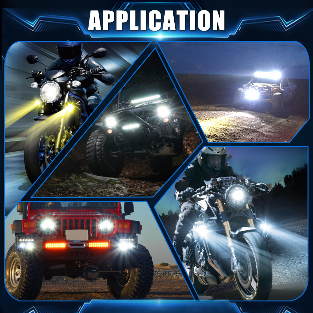 Pair 3” 200W LED Work Lights Driving Fog Pods Offroad Trucks Motorcycle ATV 4WD