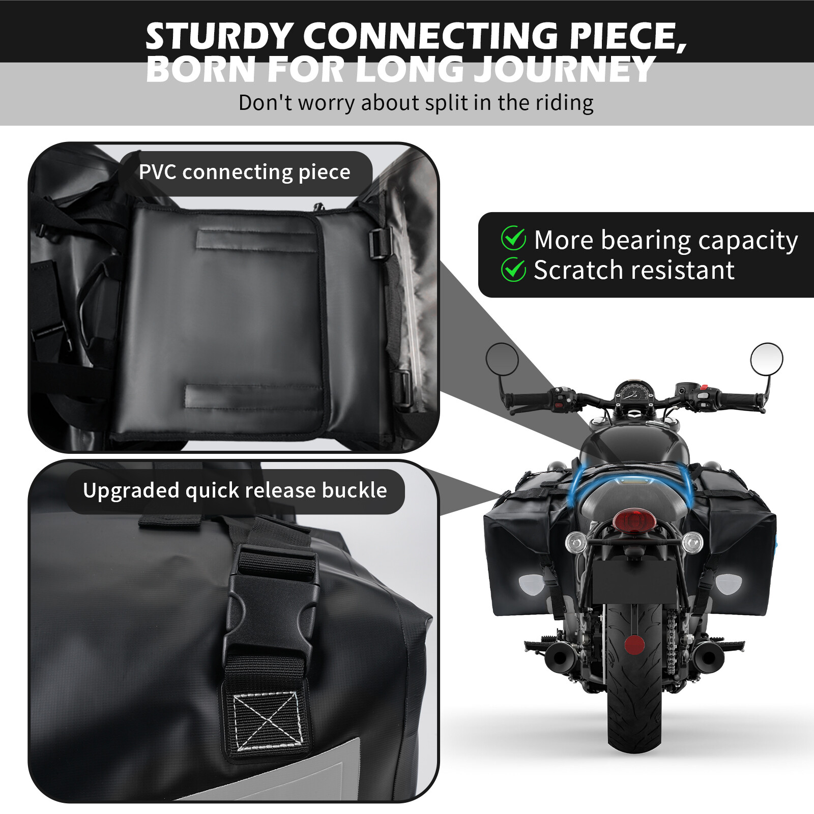 Waterproof PVC Motorcycle Panniers Saddle Bags For KAWASAKI KLR650 NINJA 400