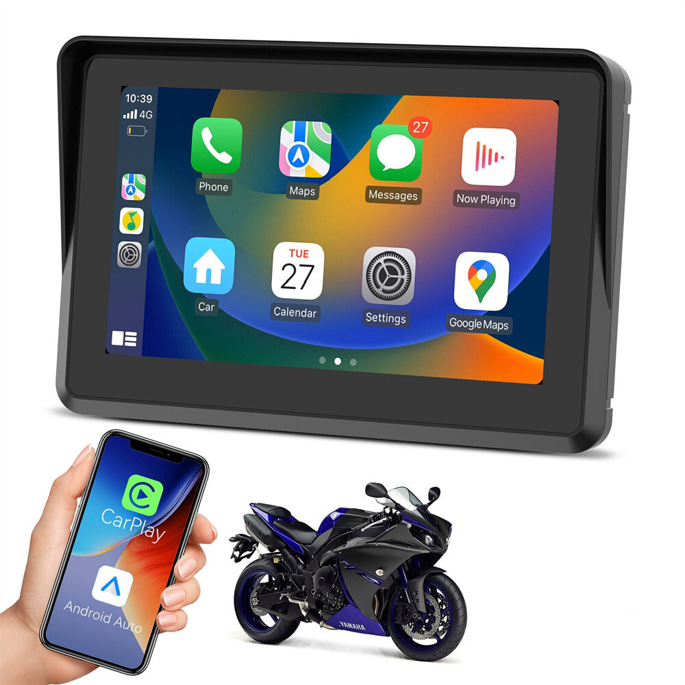7″ Motorcycle GPS Navi For CarPlay Android Auto Touch Bluetooth Waterproof