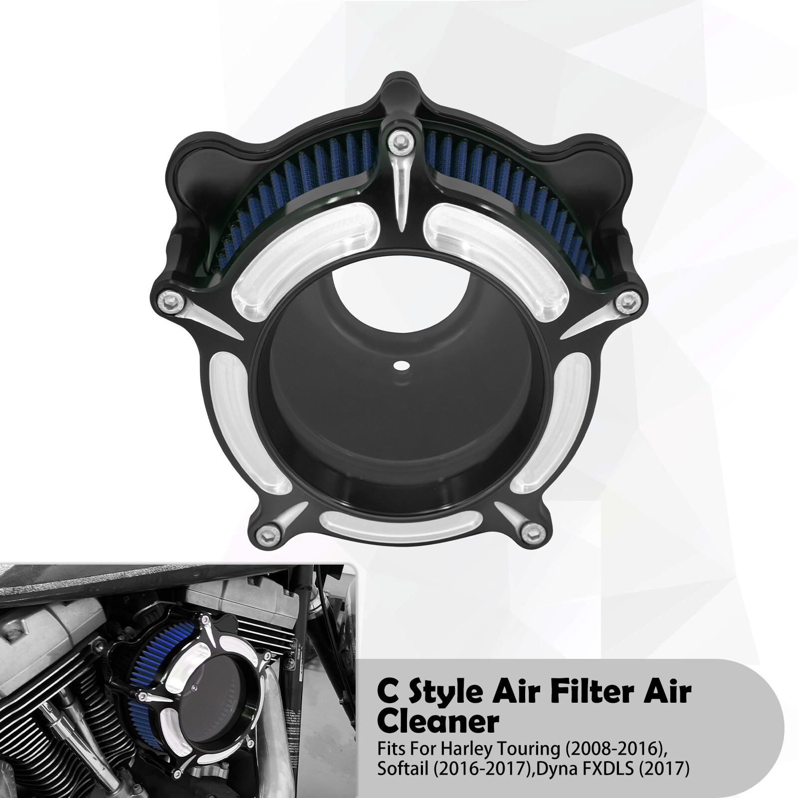 Transparent Air Filter Blue Intake For Harley 08-2016 Touring Road Electra Glide