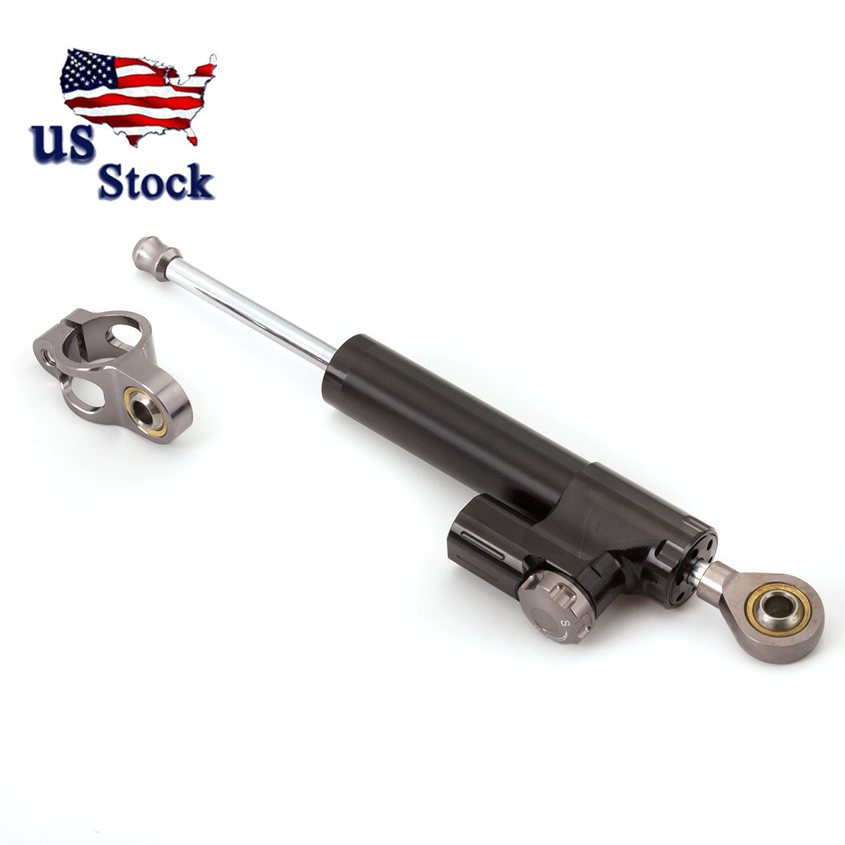 Universal CNC Black&Gray Motorcycle Adjustable Steering Damper Stabilizer Top