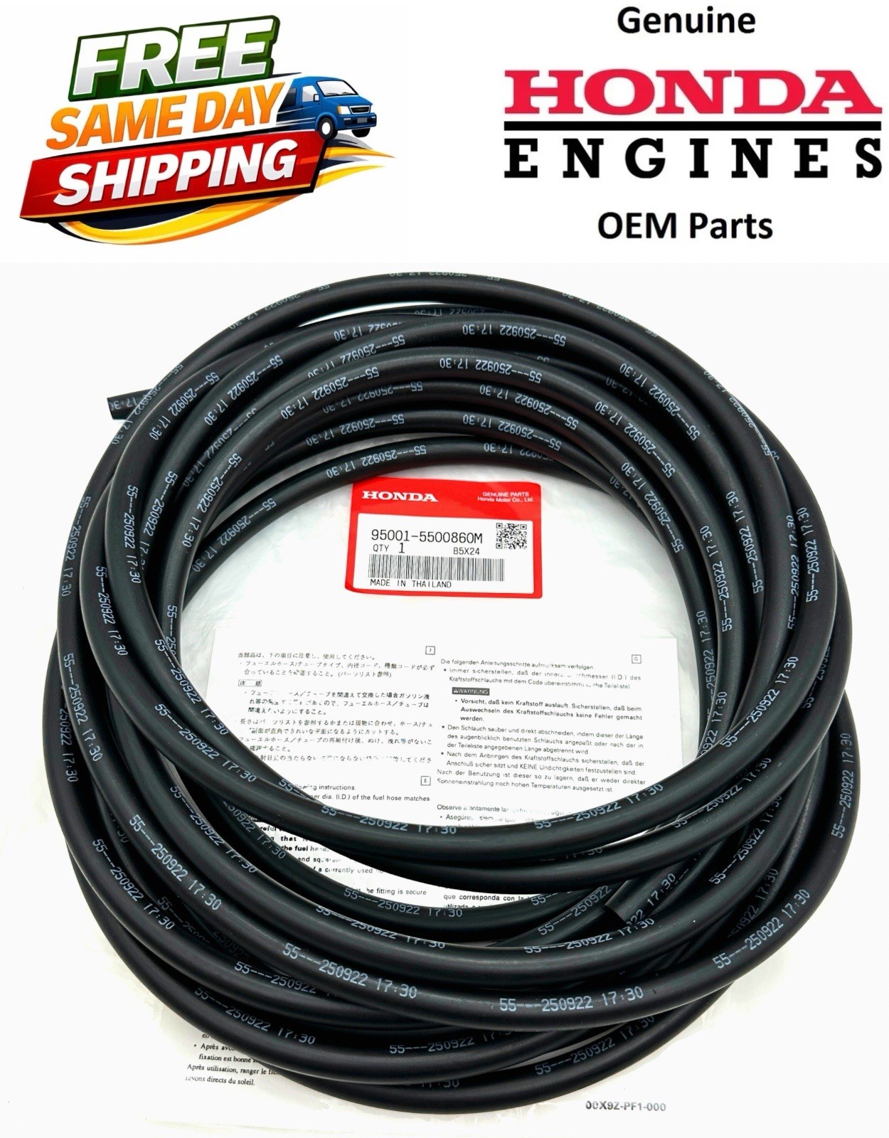 Genuine Honda Bulk Fuel Hose 5.5 mm x 8k mm/~26′ Length Line 95001-55008-60M OEM