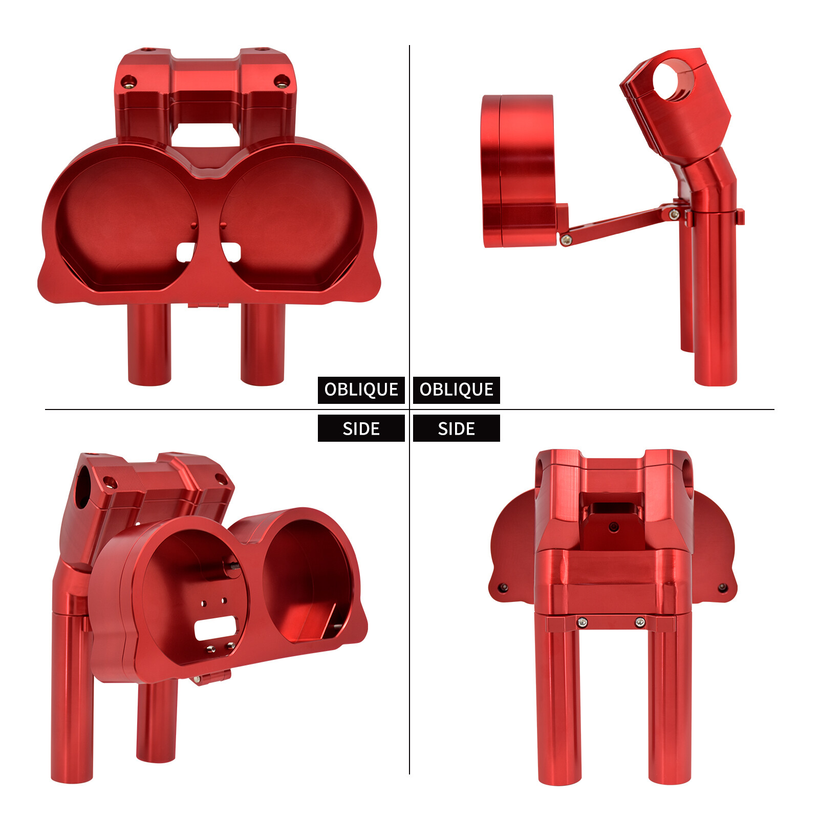 1.25″ Red Handlebar Riser 10″ Rise Gauge Relocation Fit Harley 15+ Road Glide