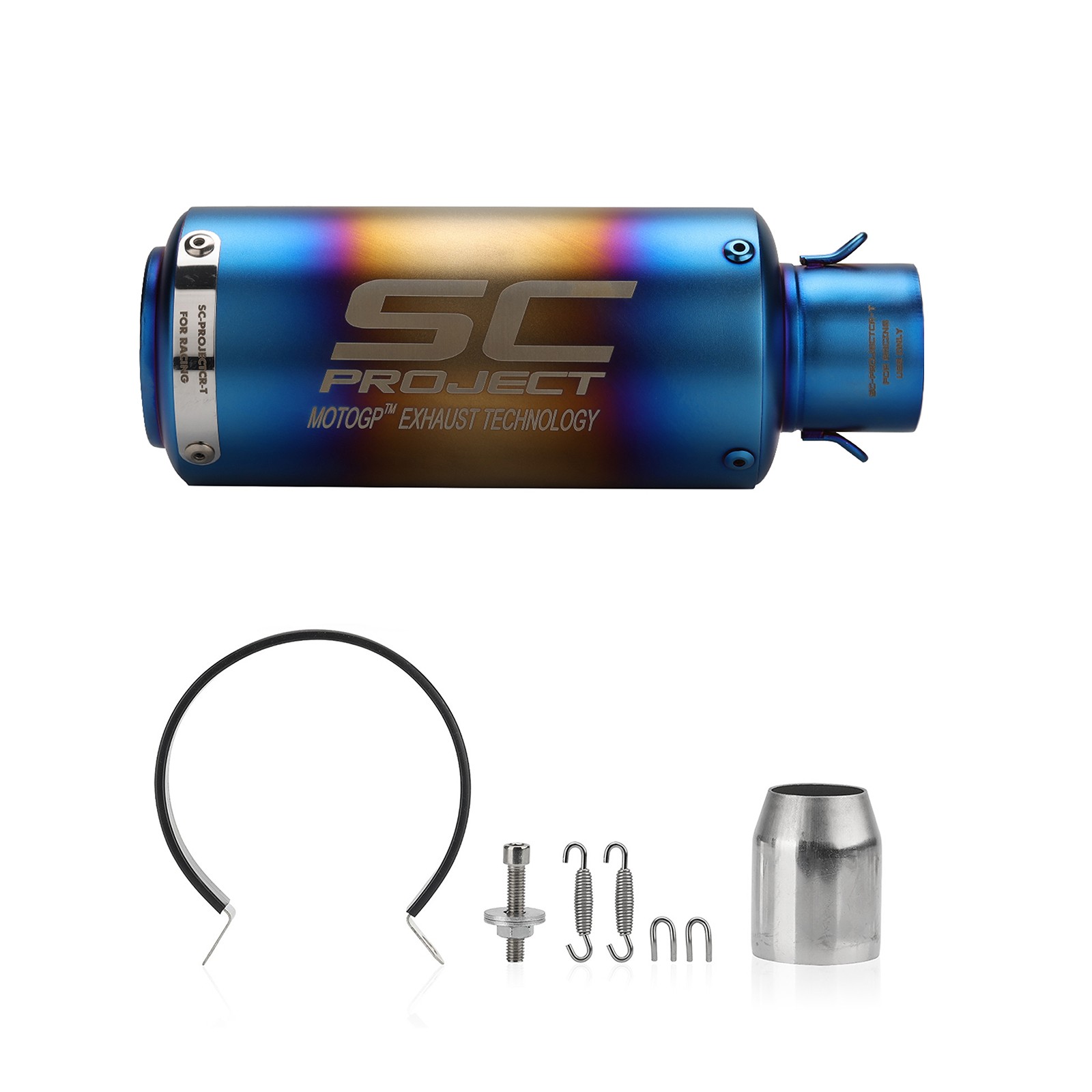 SC Slip-on 2″ 51mm Universal Motorcycle Muffler Exhaust Pipes Tail Pipe Blue