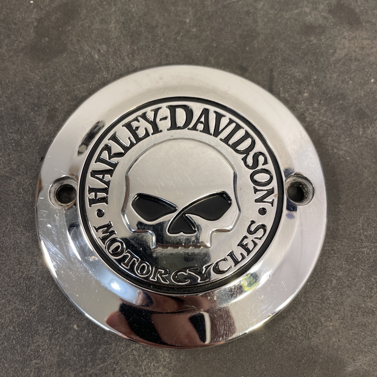 Willie G Points Cover- Harley Davidson Chrome 2 Hole Points Timing Cover Used