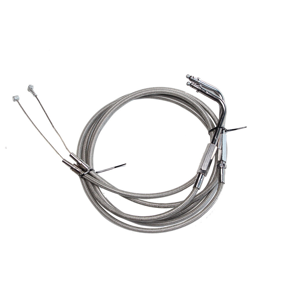 47″ Stainless Steel Throttle and Idle Cable Cruise Set for Harley V-Twin Models