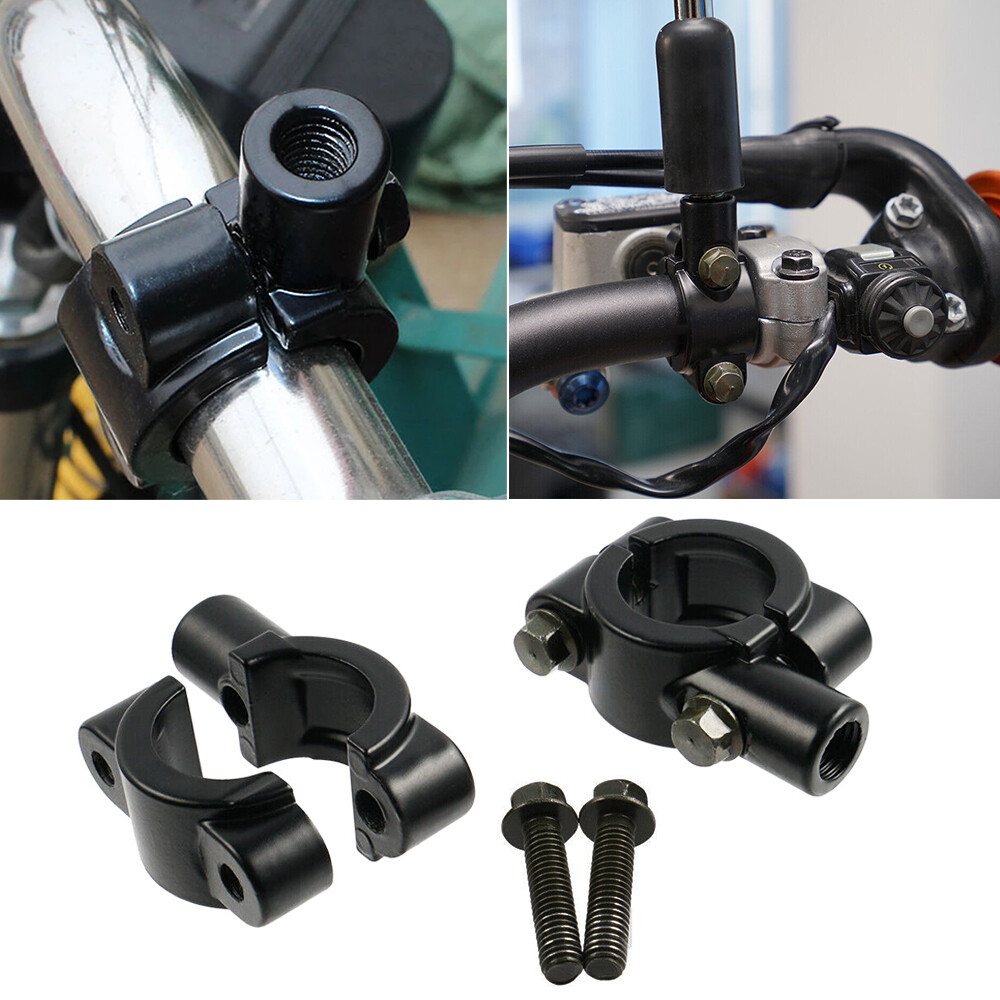 2PCS 8mm M8 Thread 7/8″ Rearview Handle Bar Mirror Mount Holders Adapter Clamp