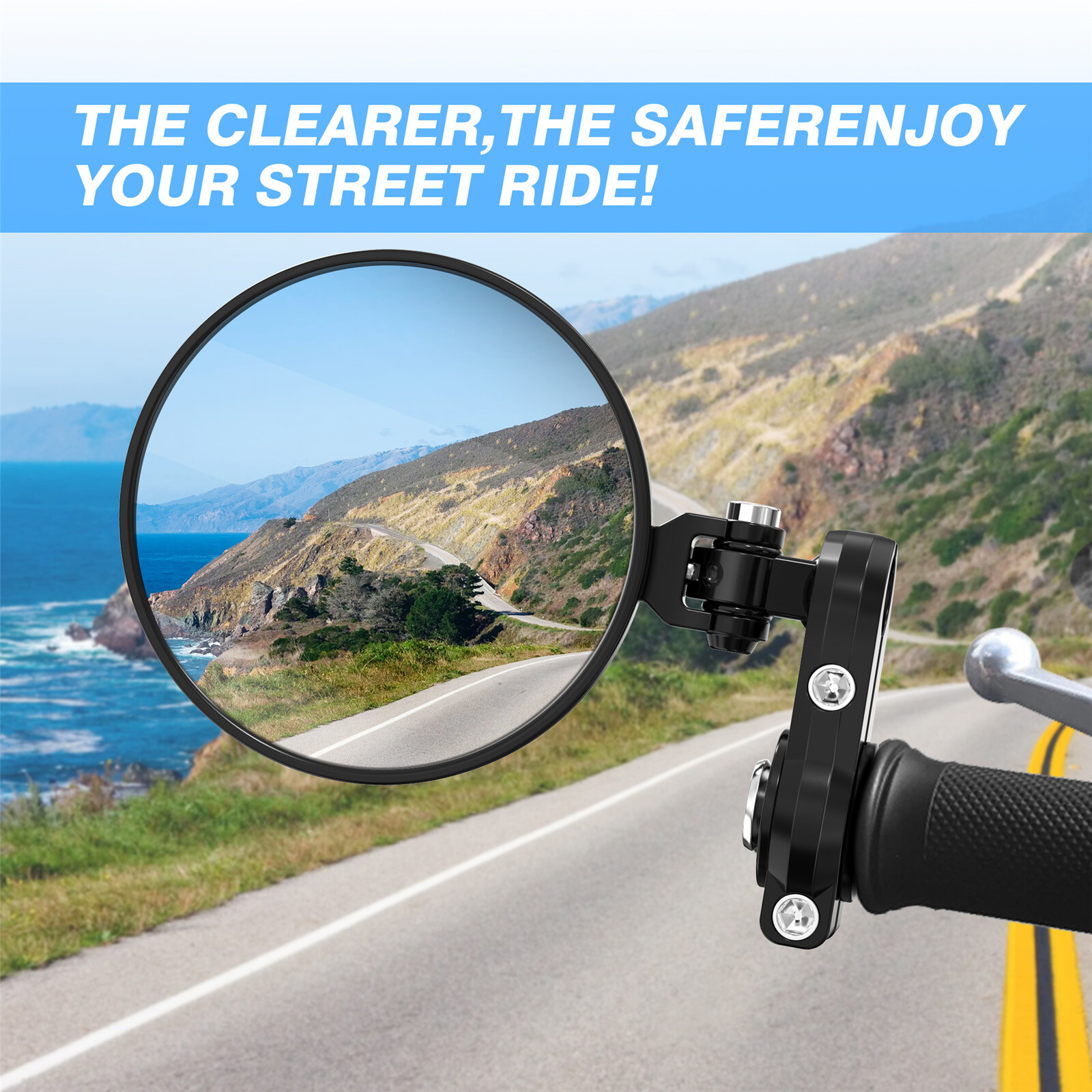 2PCS Universal Motorcycle Round 7/8″ 22mm Handle Bar End Rearview Side Mirrors