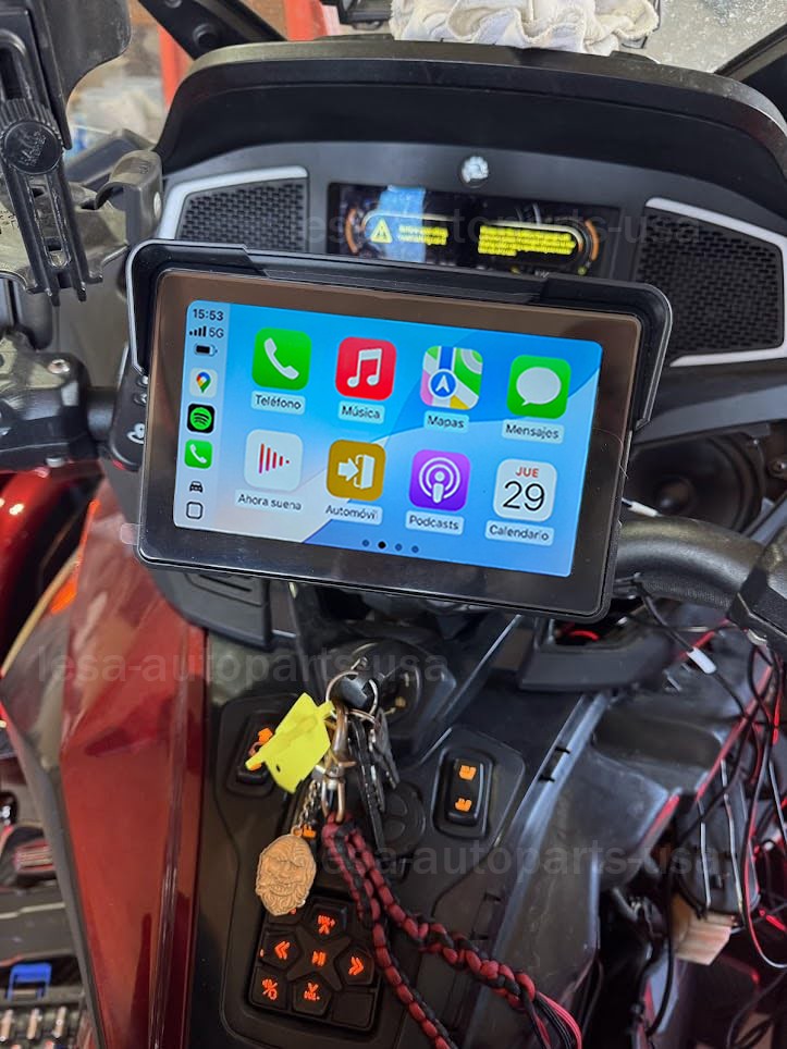 7″ Motorcycle GPS Navigation Screen Wireless CarPlay Android Waterproof BSD Wifi