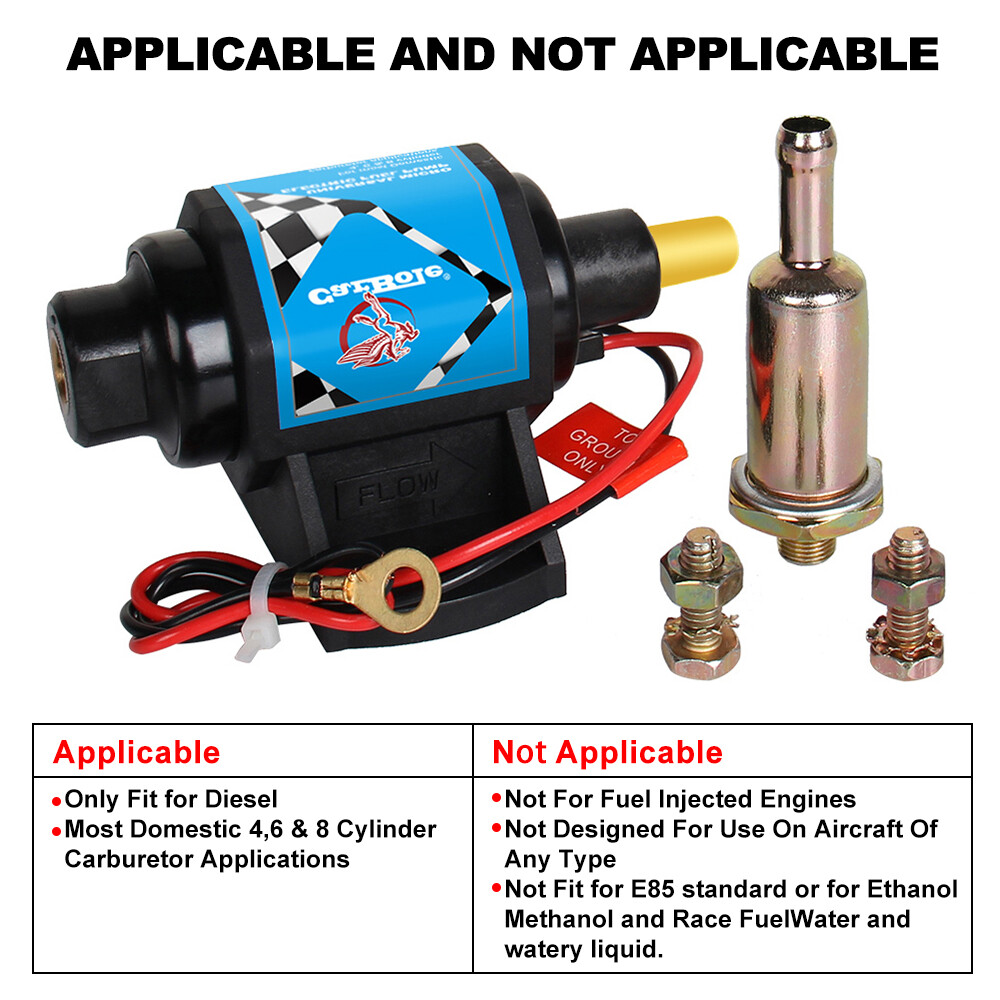 Universal 4-7 PSI Micro Electric Fuel Pump 35 GPH 12V Transfer For Gasoline Only