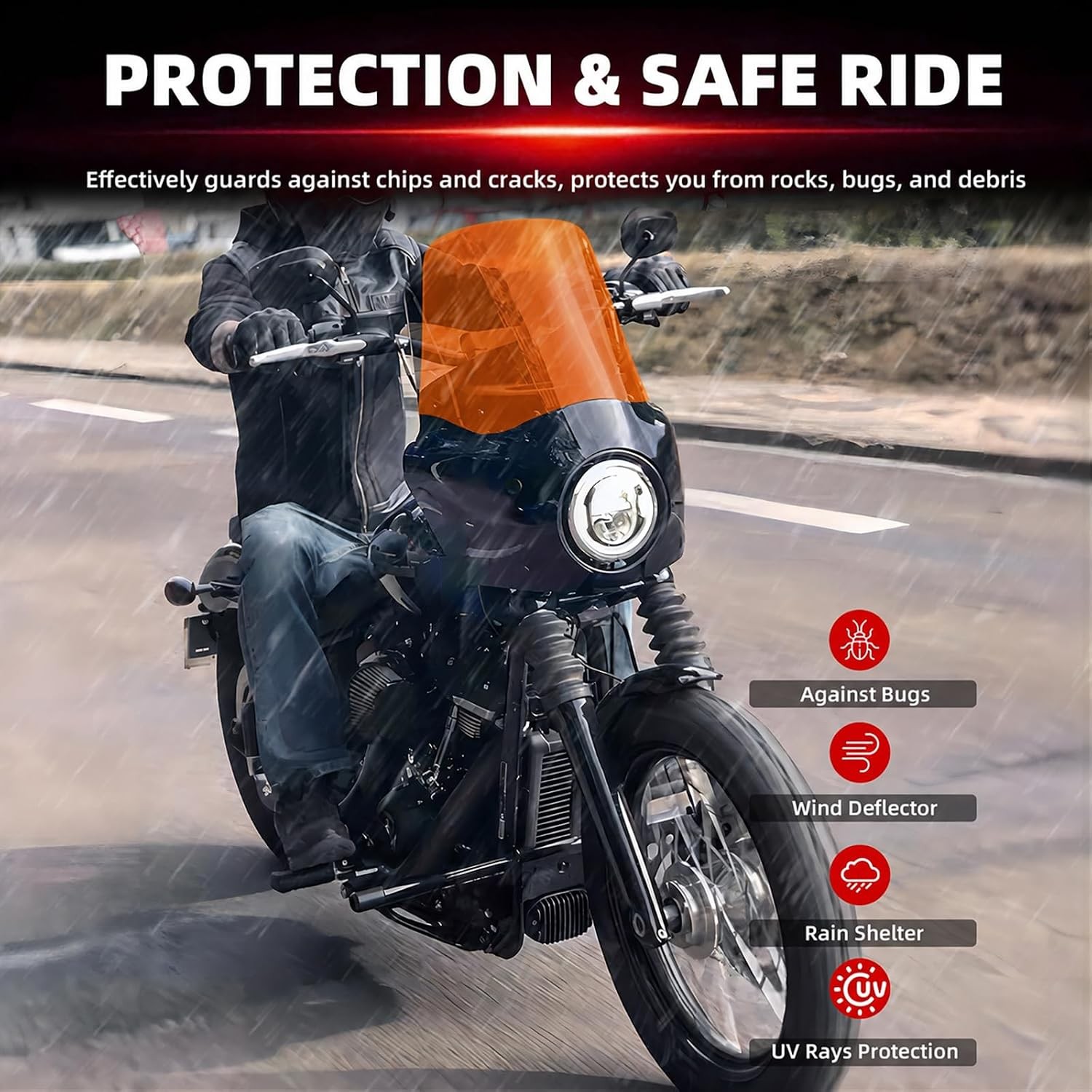 13″ Orange Windscreen Windshield For FATECIM Road Warrior Fairing 6021 6024 6033