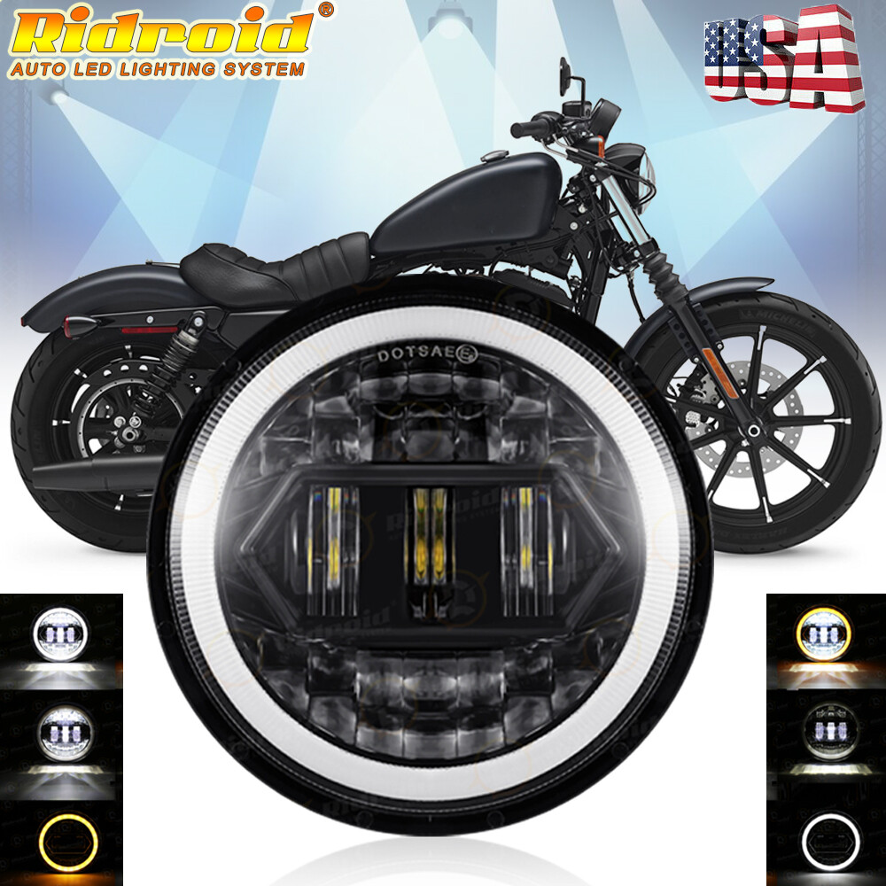 5.75″ LED Headlight Halo DRL for Harley-Davidson Sportster 1200 Custom XL1200C