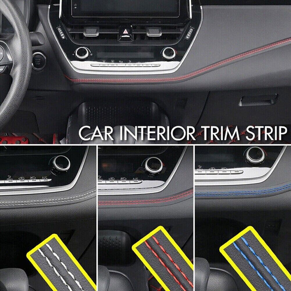 PU Leather Car Interior Decor Line Strip Sticker Molding Trim Accessories 6.5 Ft