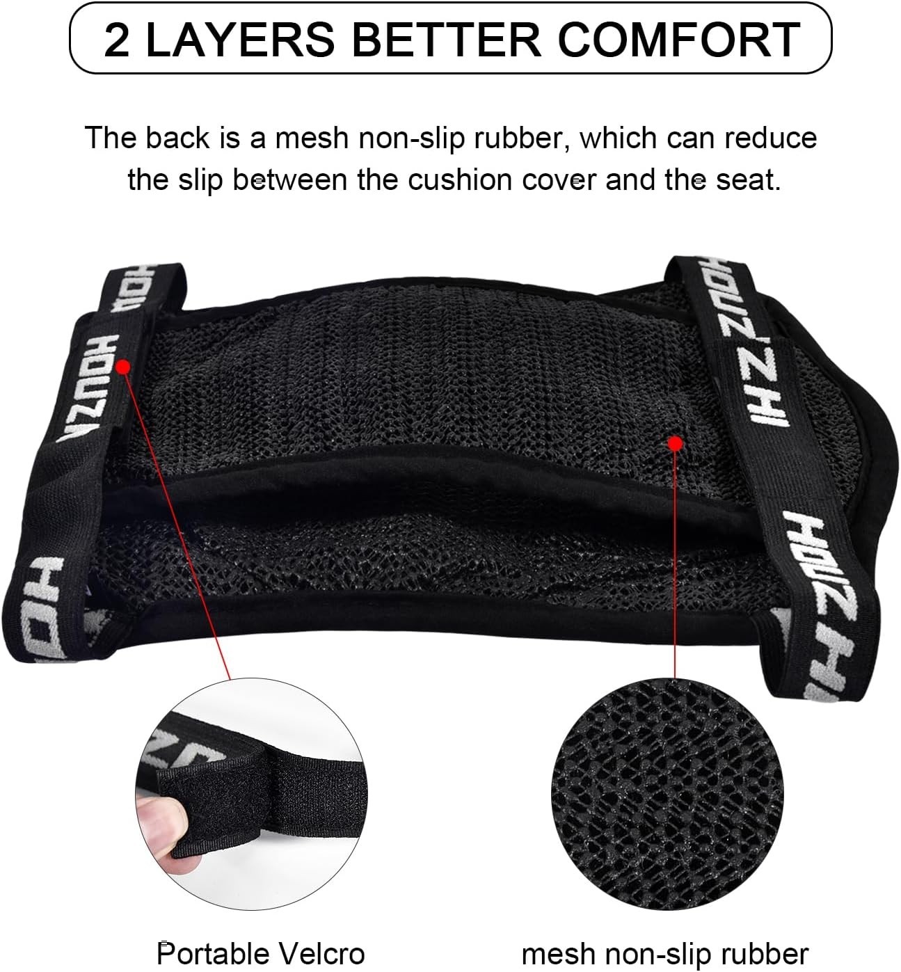 Motorcycle Seat Cushion Air Cooling 3D Mesh Size M Black