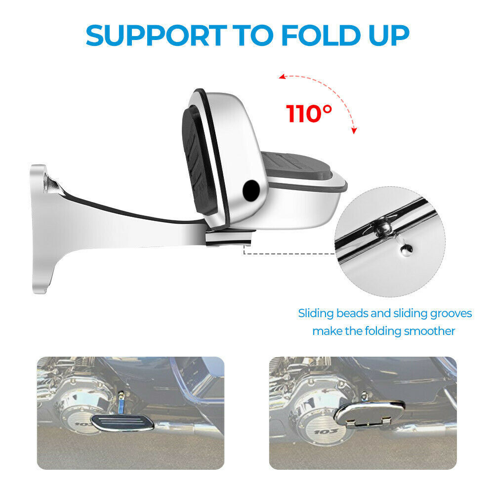 For Harley Road King FLHR 1994-2023 Chrome Passenger Footboard Rear Floorboards