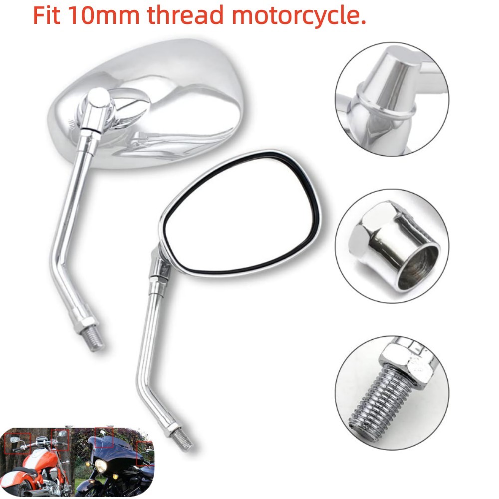 10mm Chrome Rearview Mirror For Yamaha Honda Suzuki Dirt bike Scootter Univresal