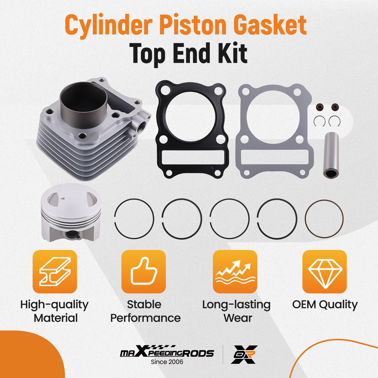 Complete Cylinder Top End Kit for Suzuki GN125 GS125 EN125 DR125 1982-2013