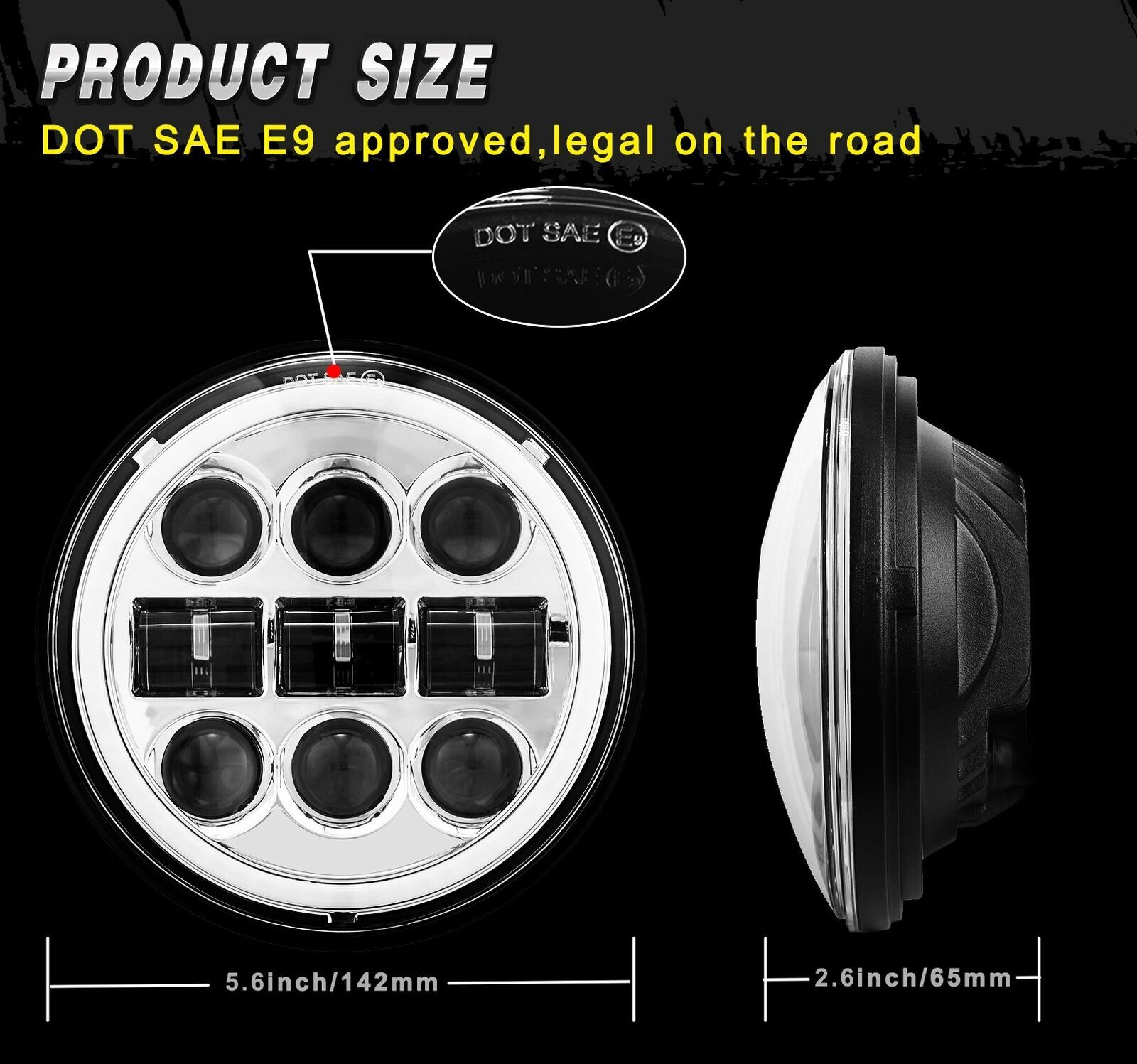 5-3/4″ 5.75INCH LED HEADLIGHT DRL PROJECTOR FOR SPORTSTER XL 883 XL 1200 DYNA