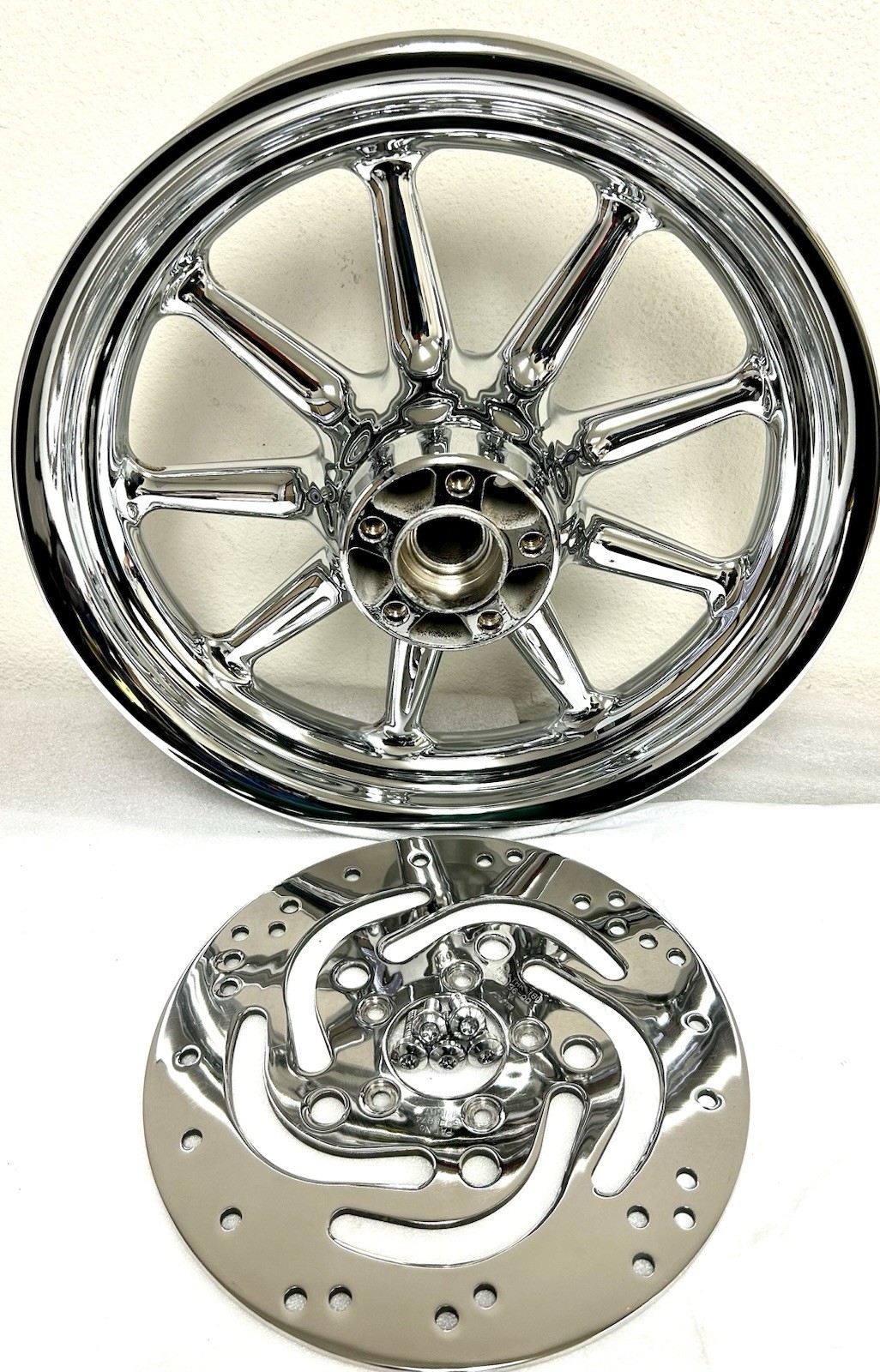 Harley Touring 1″ AXLE MAG Wheel ROAD GLIDE Chrome Front 2000-08 W/2 Rotors OEM