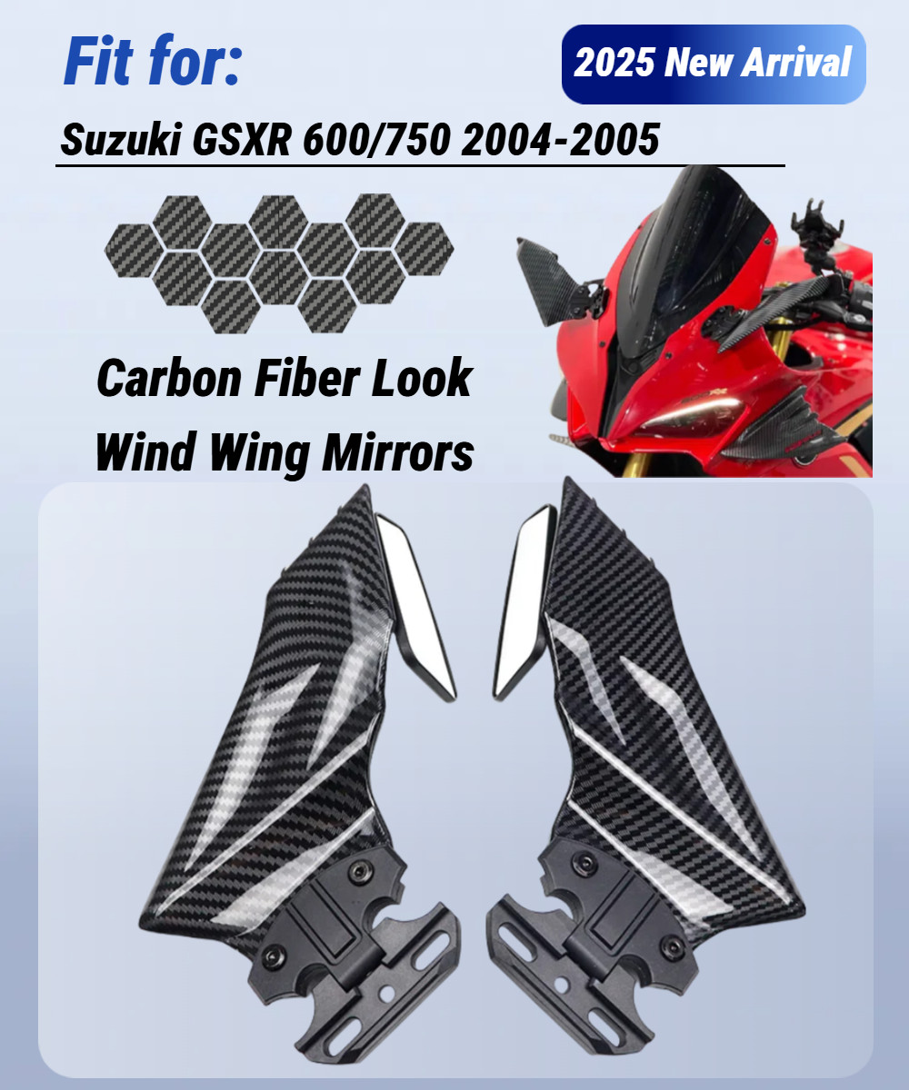 Carbon Fiber Look Sport Bike Rearview Mirrors for Suzuki GSXR600/750 2004 2005
