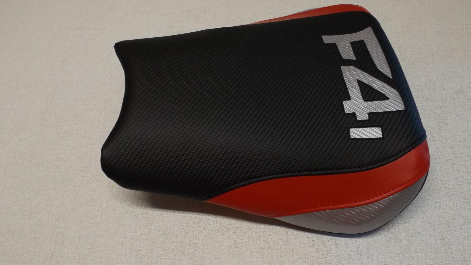 HONDA 01/02/03 CBR600 F4i FRONT & REAR SEAT COVERS BLACK/RED/SILVER CUSTOM FIT