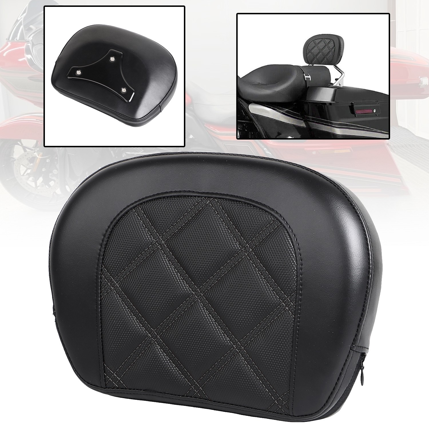 Passenger Sissy Bar Backrest Pad For Harley Touring Electra Glide Road King FLHR