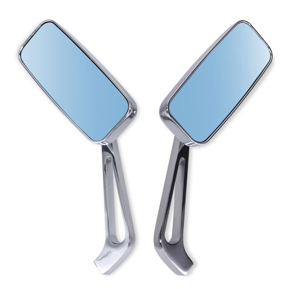 8MM/10MM Chrome Motorcycle Rectangle Rear View Mirrors For Honda Suzuki Kawasaki