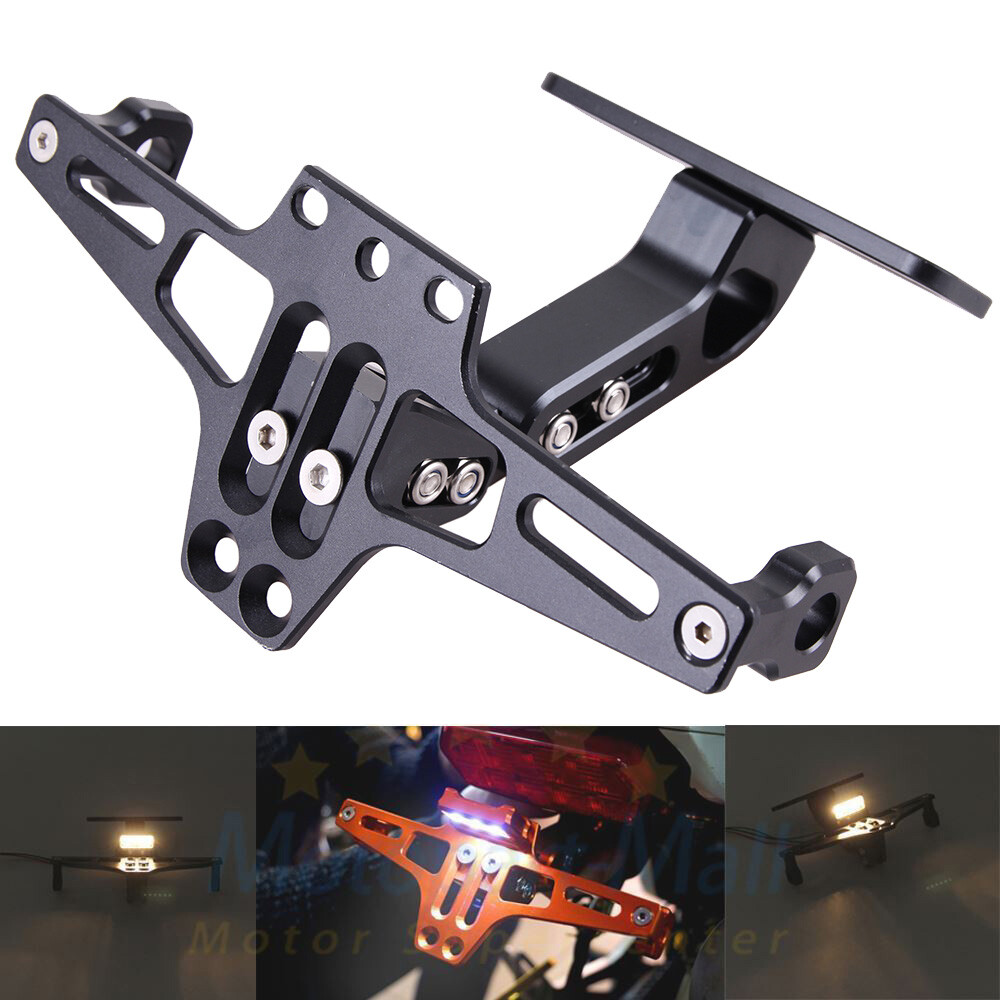 Adjustable Motorcycle Tail Tidy License Plate Holder Fender Eliminator LED Light