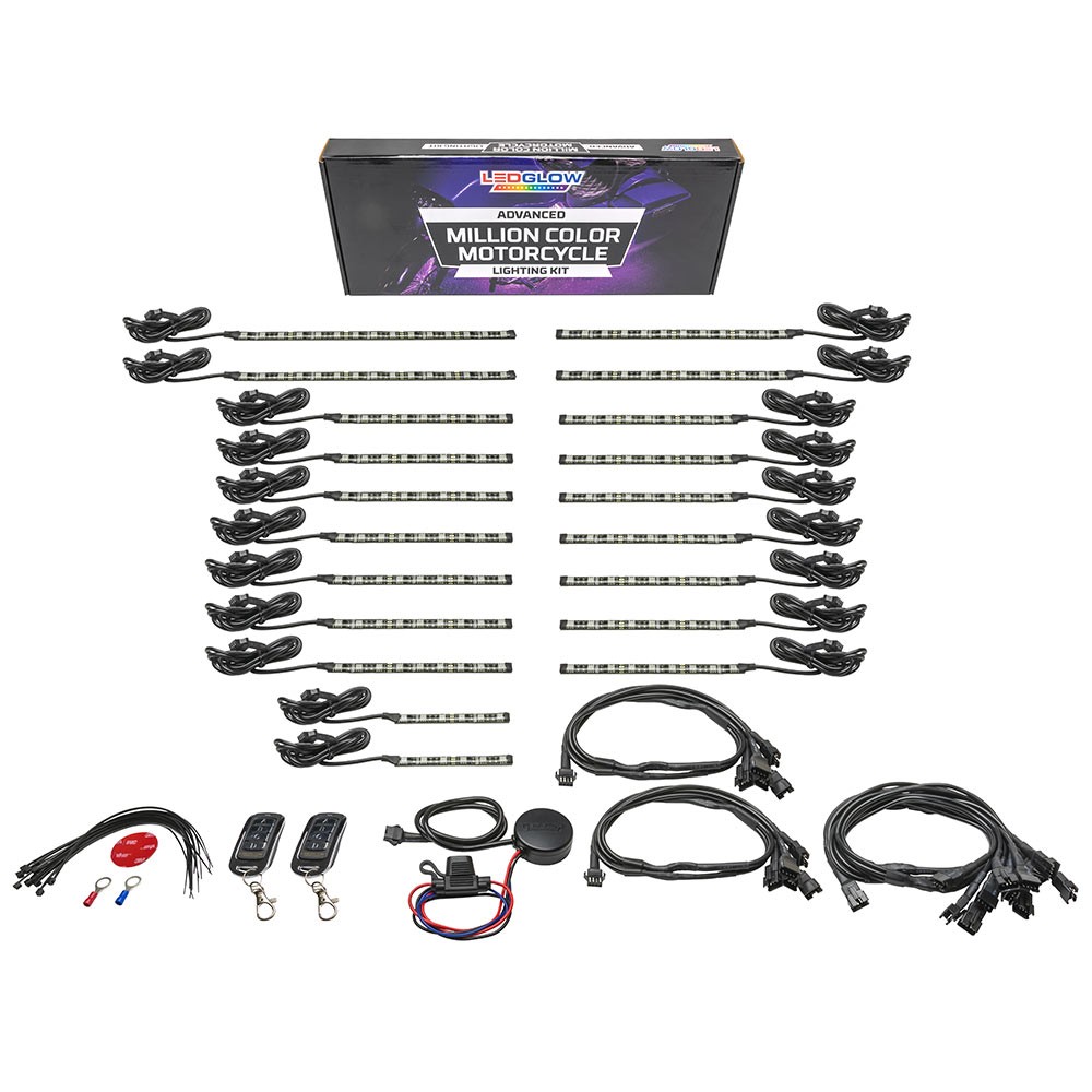 LEDGlow 20pc Advanced Million Color LED Motorcycle Neon Accent Flex Light Kit