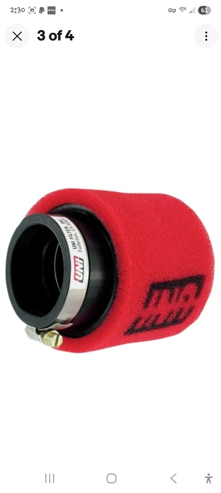 Uni 2 Stage Air Filter Pod 2 ¹/²” Angled Inlet – 4″ Od