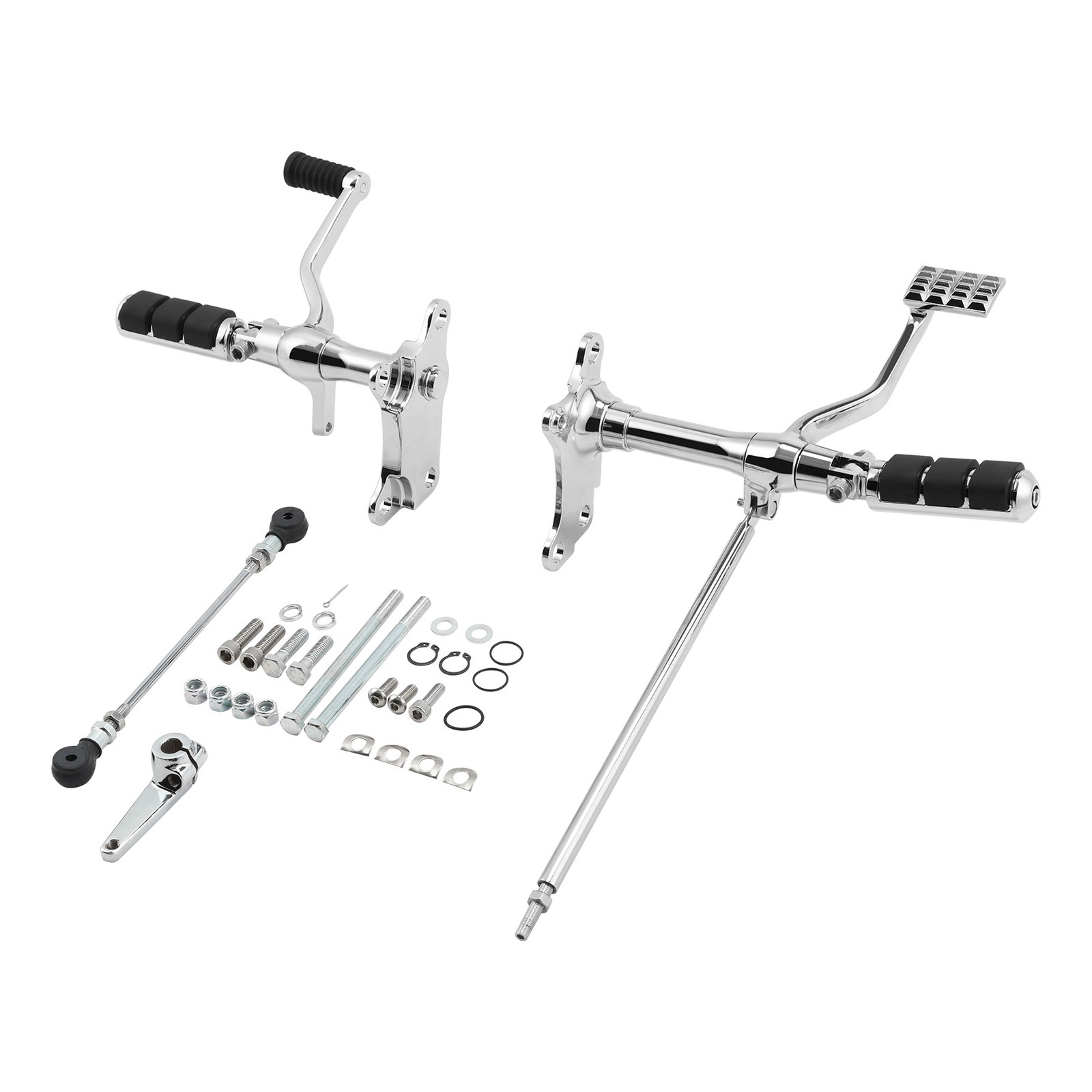Black/Chrome Forward Controls Pegs Levers Linkage Fit For Harley Sportster XL883