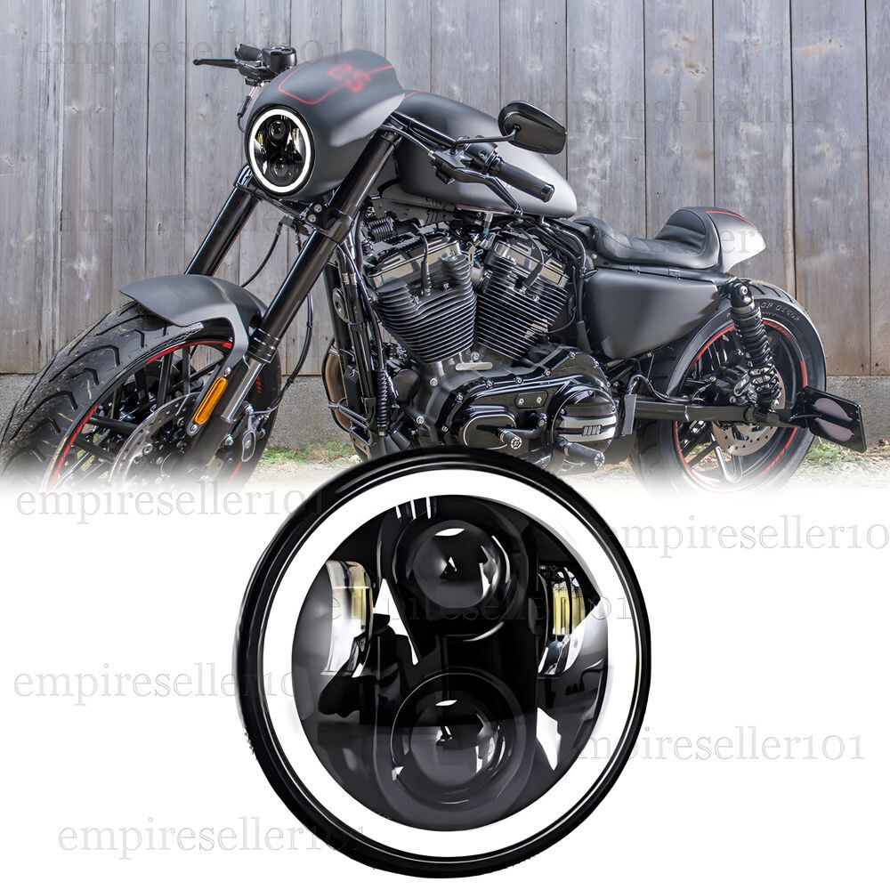 Black 5-3/4″ 5.75 LED Headlight High Low for Harley Sportster XL 883 1200 Dyna