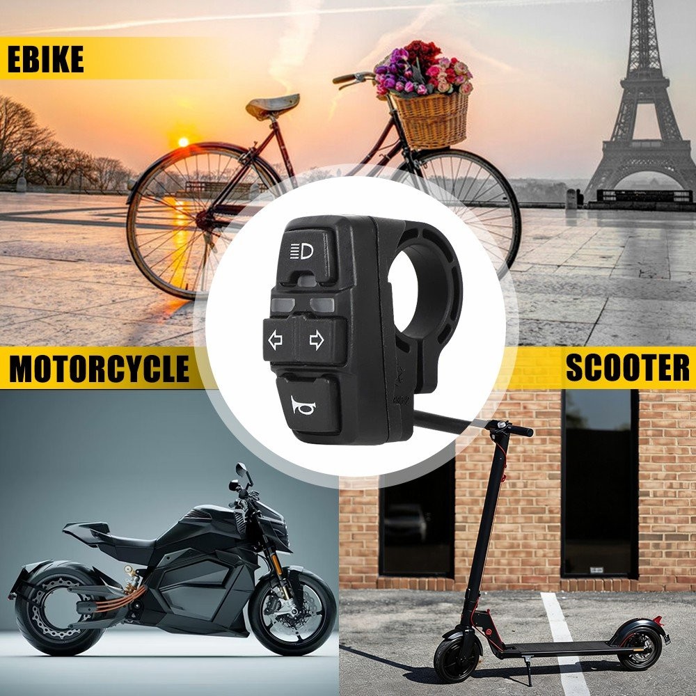 7/8in Motorcycle Handlebar ON OFF Switch Button for Headlight Horn Turn Signal