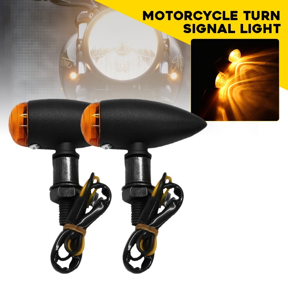 2X 12V Motorcycle Turn Signal Lights Mini Bullet Amber Blinker Indicator Lights